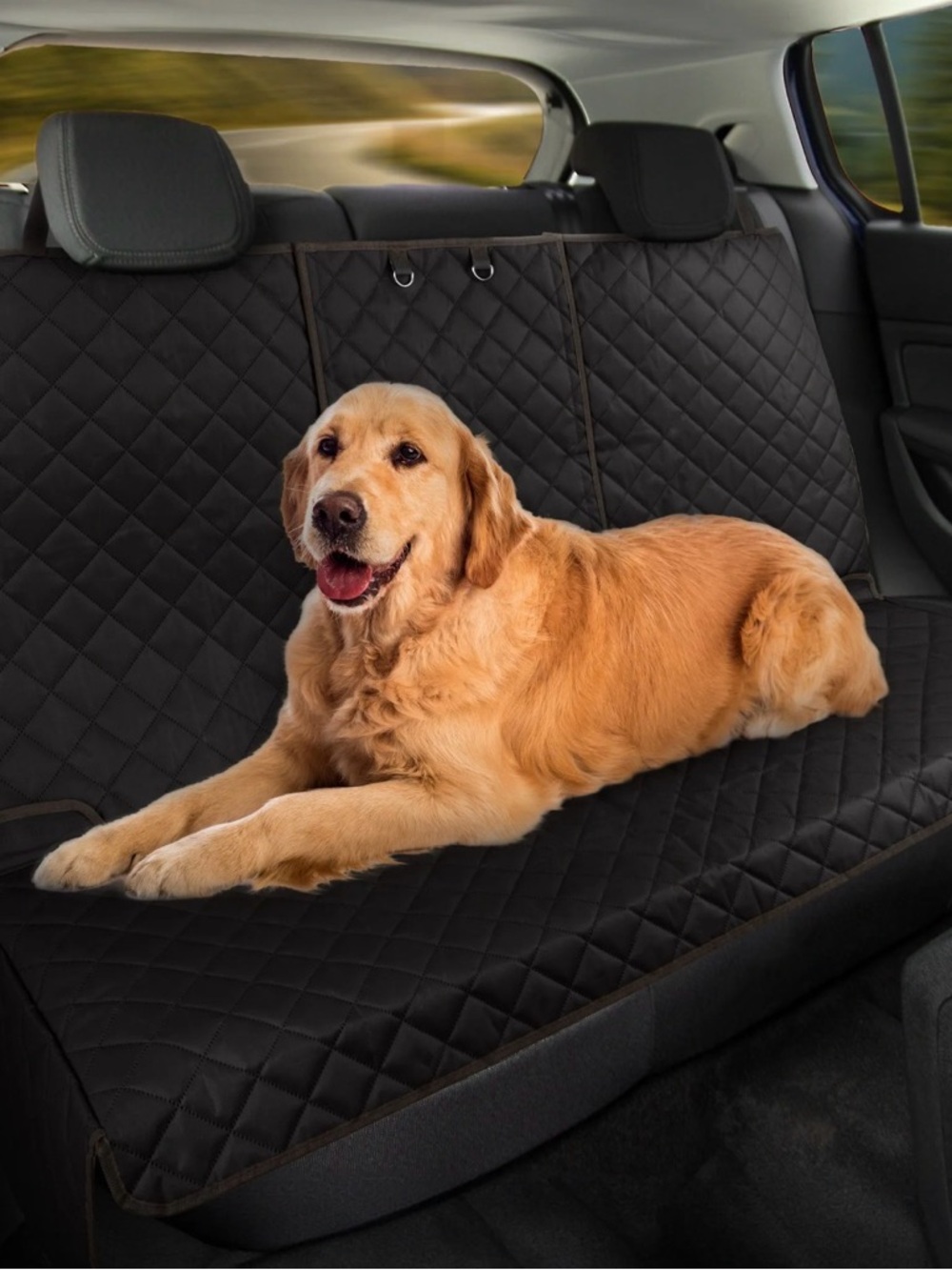 Quilted Black Dog Backseat Cover by